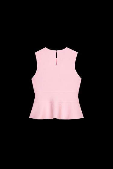 PEPLUM-STRICKTOP MIT SCHLEIFEN - Rosa von Zara