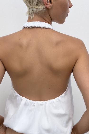 ΤΟΠ HALTER ΑΠΟ ΧΟΝΤΡΟ ΒΑΜΒΑΚΙ ΜΠΑΛΟΝΙ - Λευκό του Zara