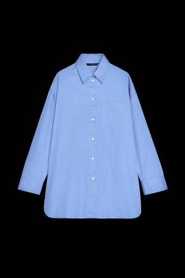 OVERSIZE GABARDINE SHIRT - Mid-blue by Zara - Image 0