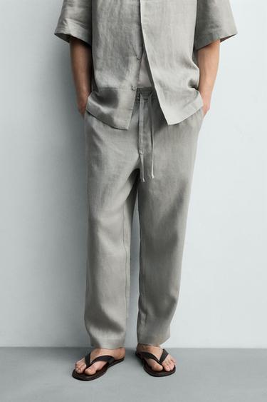 PANTALÓN RELAXED FIT 100% LINO - Gris claro de Zara