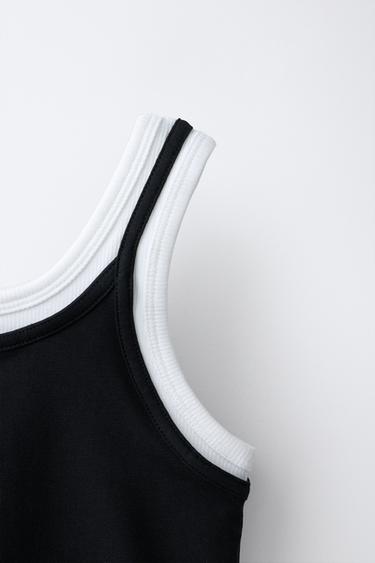 TOP DOUBLE CONTRASTE - Noir de Zara - Image 2