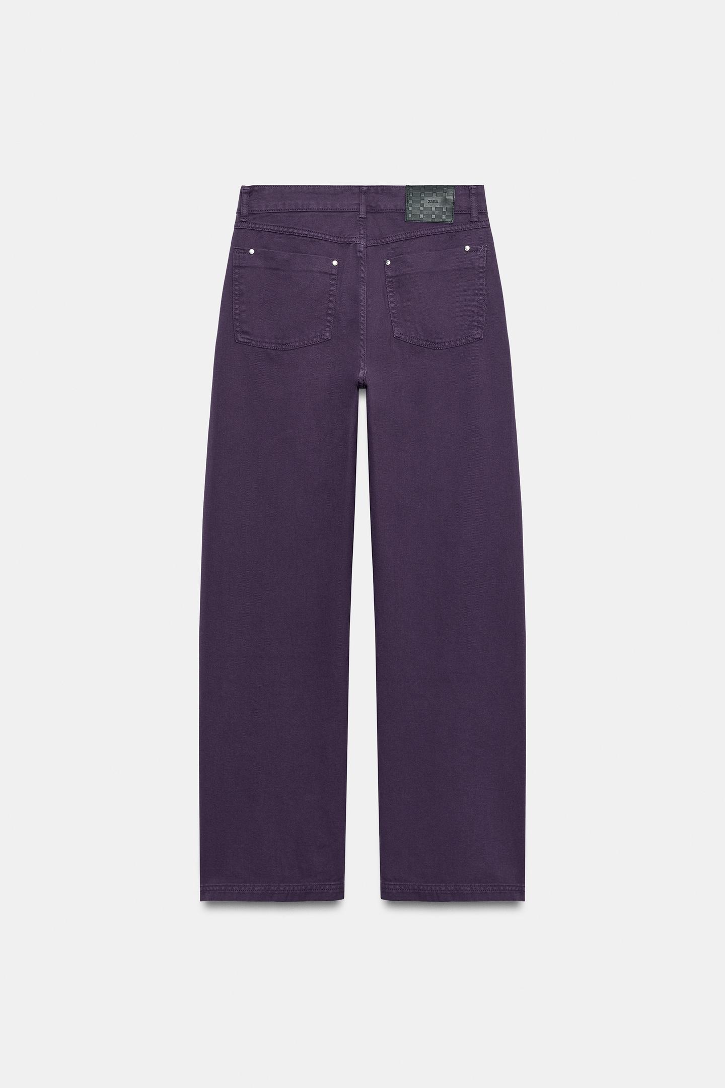 Женские джинсы Zara Z1975 High-Rise Straight Long Length, цвет: Фиолетовый — фото 2