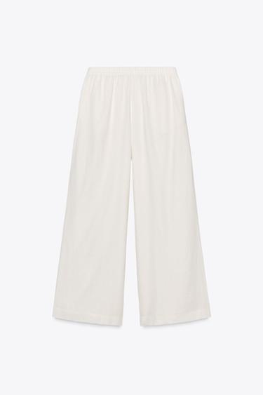 PANTALON AVEC LIN - Blanc cassé de Zara - Image 6