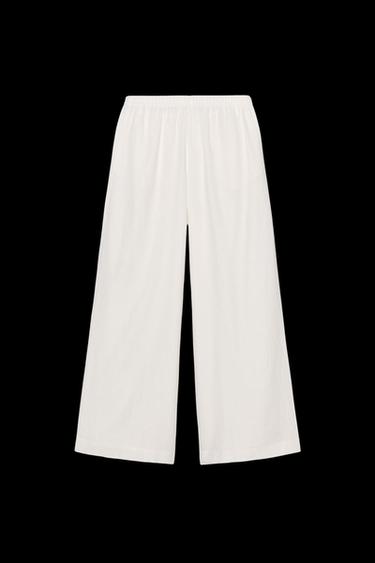 Zara LINEN PANTS - Oyster-white