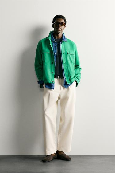 SURCHEMISE REGULAR FIT EN COTON ET LIN - Vert de Zara - Image 0