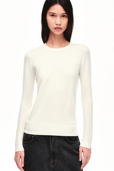 Zara 基本款平紋針織衫 - 裸色