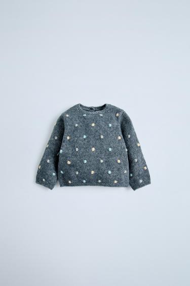 Zara DOT KNIT SWEATER - Blue gray
