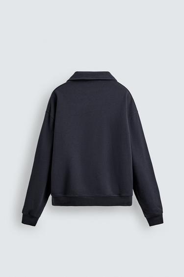 COTTON POLO SWEATSHIRT - Navy blue by Zara - Image 6