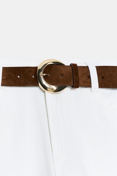 HIGH-WAIST WIDE-LEG CROPPED BELTED JEANS - White by Zara - Image 9
