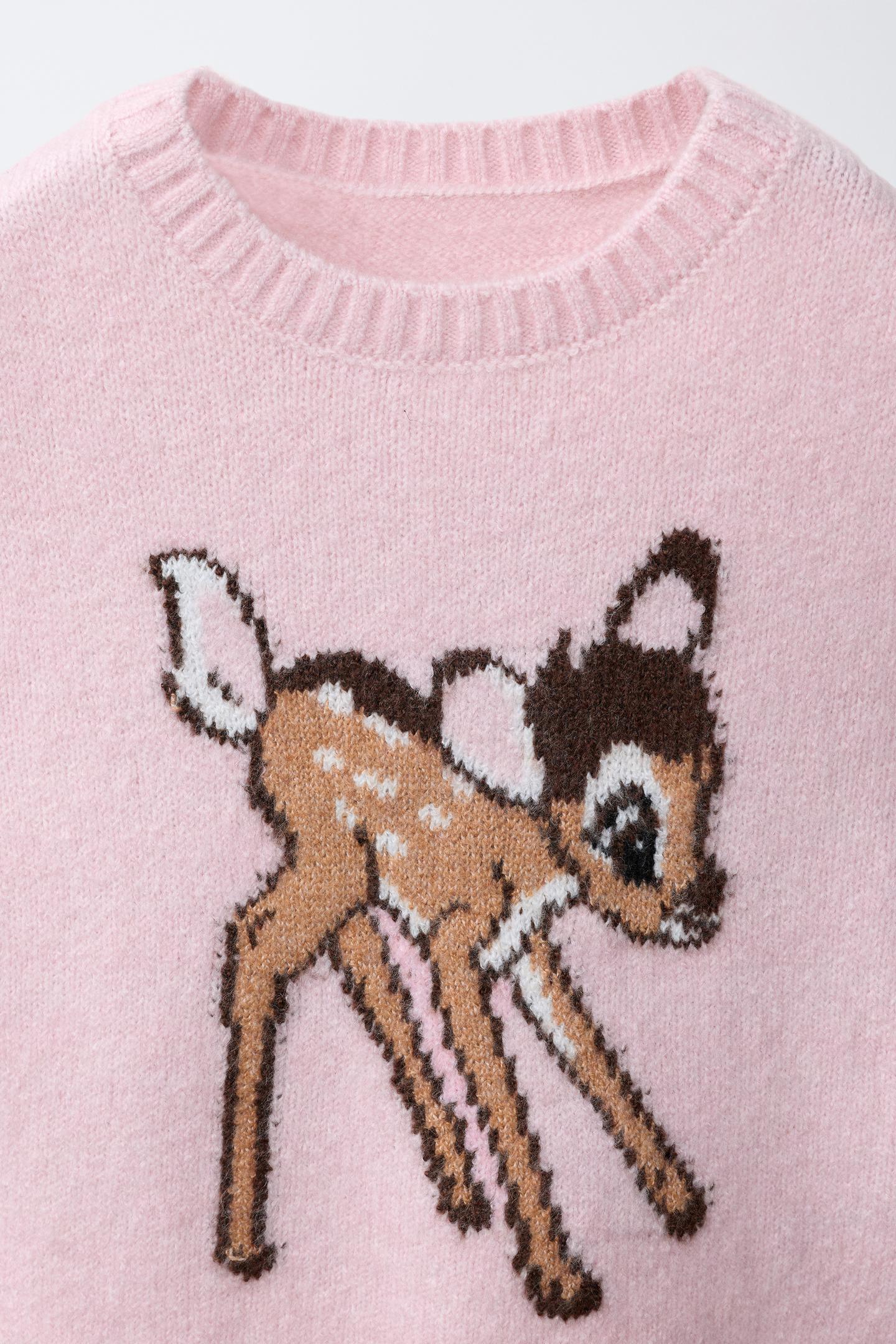 Детский свитер Zara Bambi © Disney Knit, цвет: Розовый — фото 4