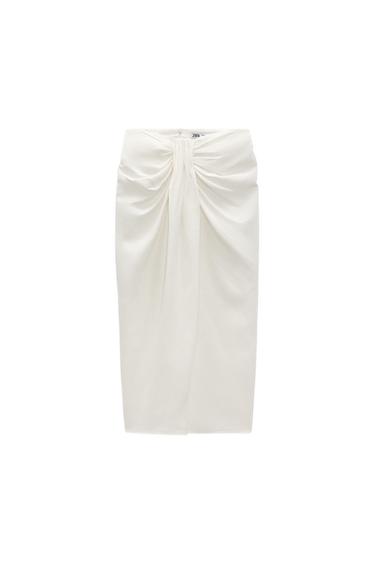 LINEN BLEND KNOTTED SKIRT