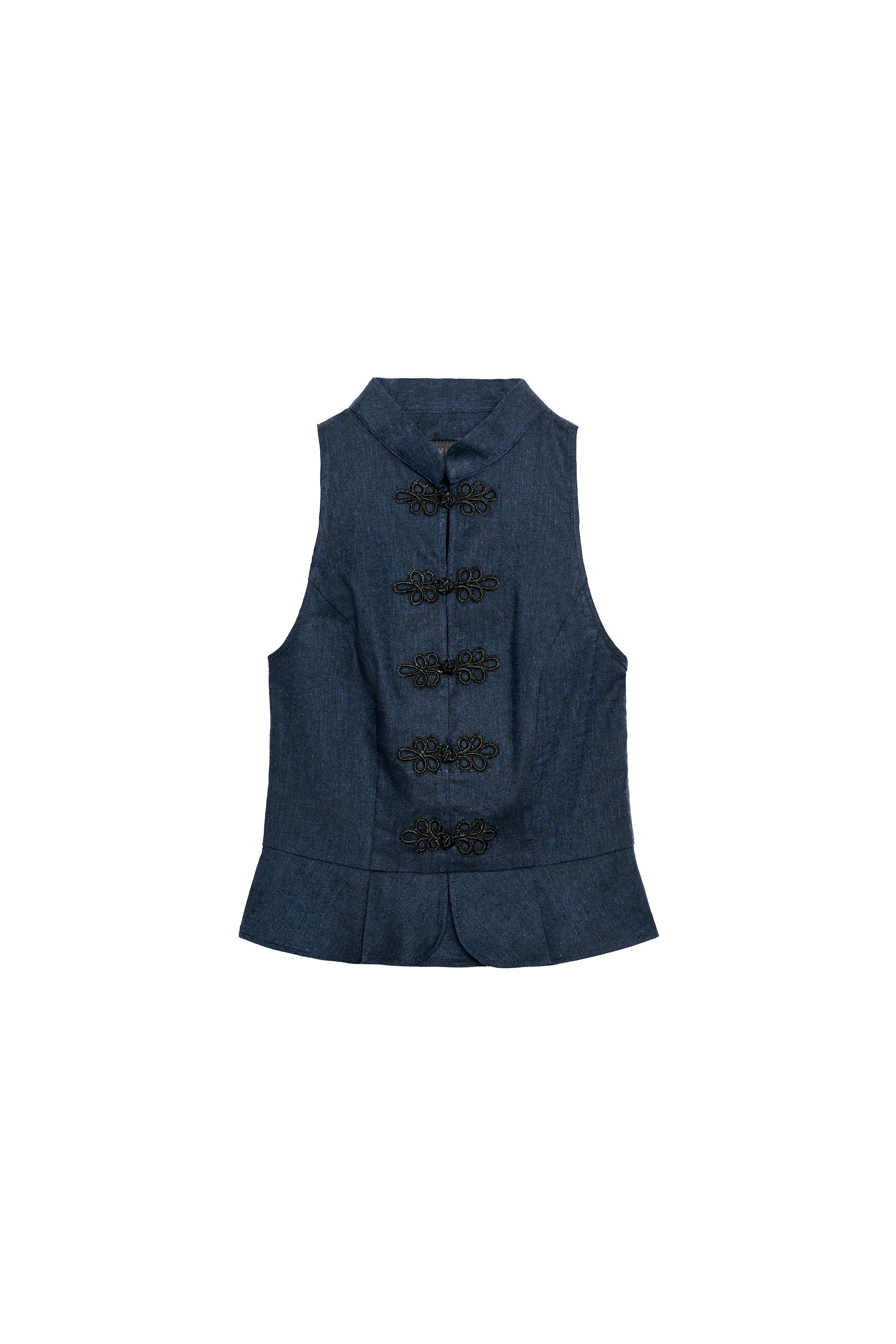 LINEN PEPLUM FROG CLASP TOP - Indigo | ZARA United States