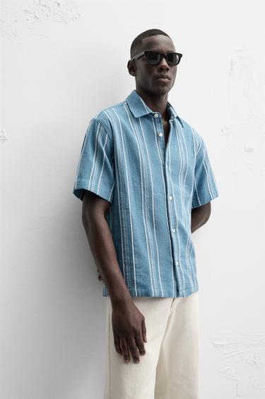 CHEMISE STRUCTURÉE À RAYURES - Indigo de Zara - Image 5