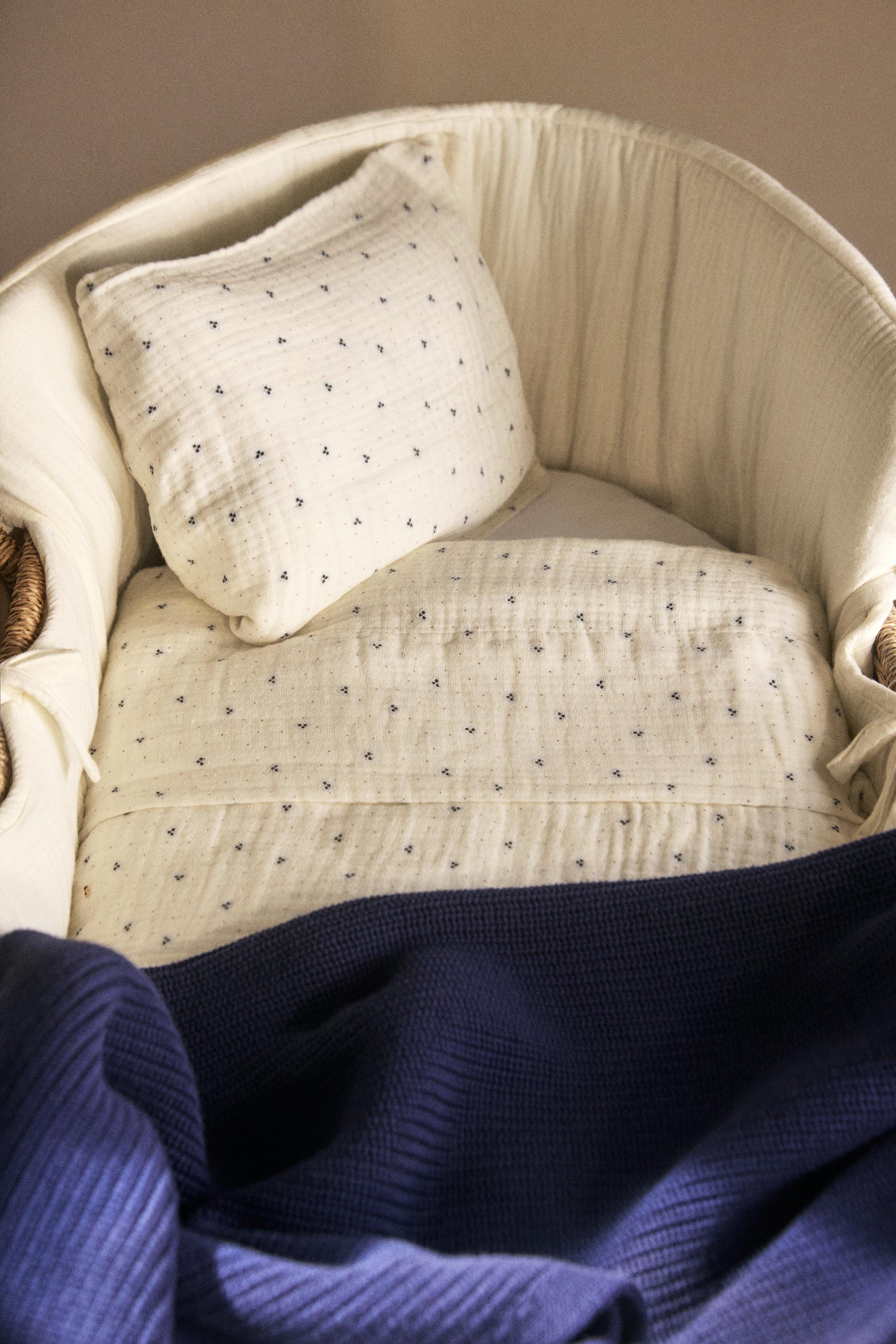 ENSEMBLE DRAPS MINI-LIT BÉBÉ COTON À POINTS