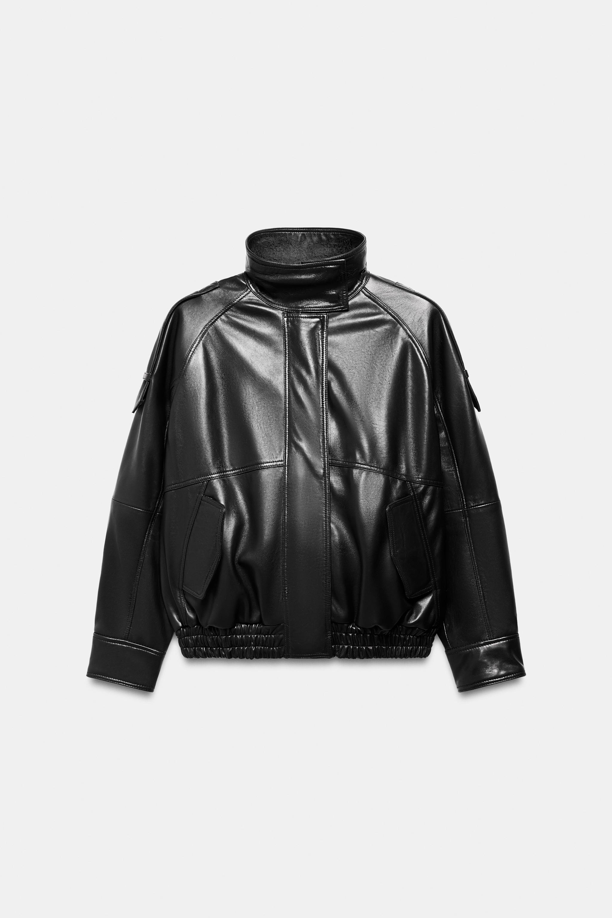 100% LEATHER JACKET ZW COLLECTION - Black | ZARA United States