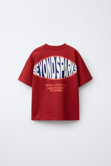 T-SHIRT LOGO EN RELIEF - Rouge vif de Zara - Image 1