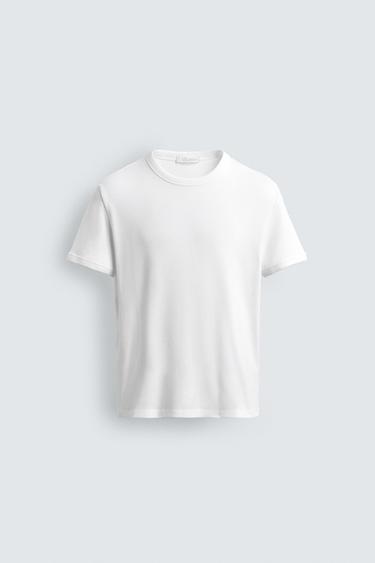 Zara BASIC RIBBED T-SHIRT - White