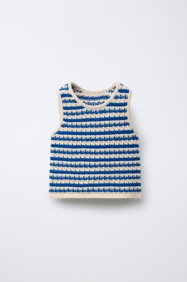 TOP IN MAGLIA A RIGHE - Blu elettrico di Zara - Immagine 0