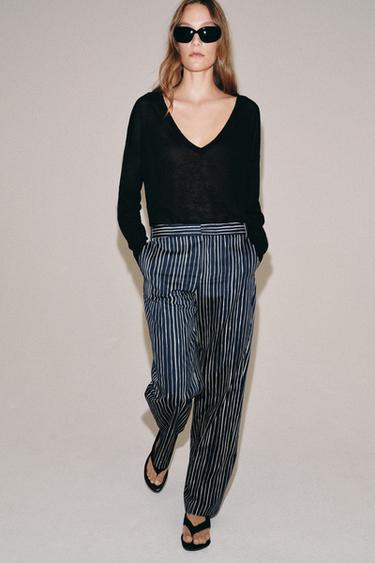 PANTALON À RAYURES ZW COLLECTION - Bleu marine de Zara - Image 5