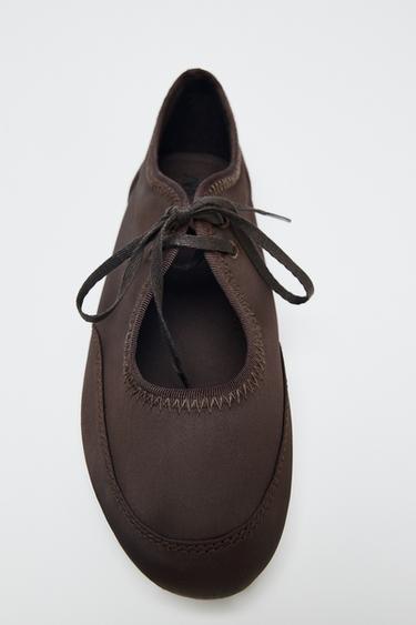 SPORTS BALLERINA WITH LACES - Brown by Zara - Image 5