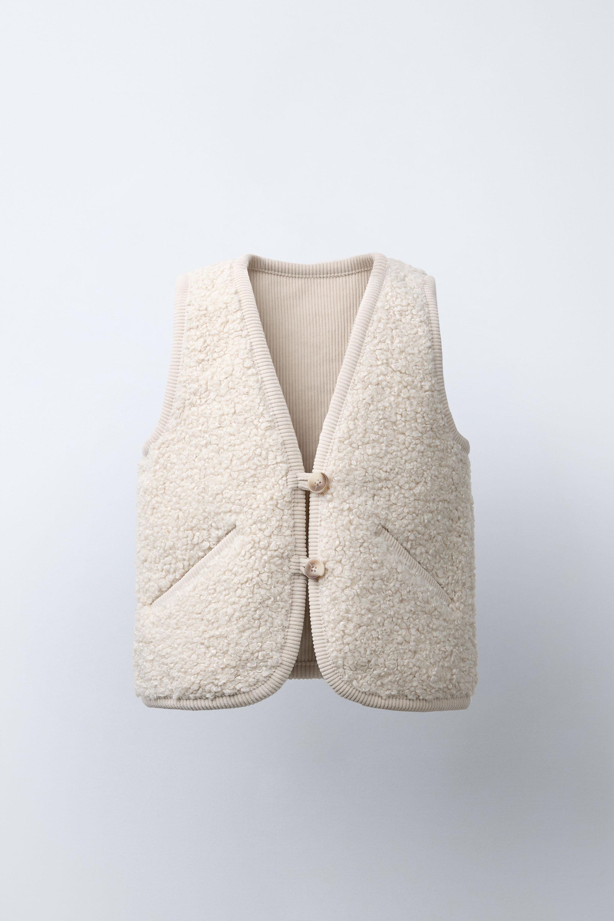 COMBINATION CORDUROY AND FLEECE VEST - Ecru | ZARA United States