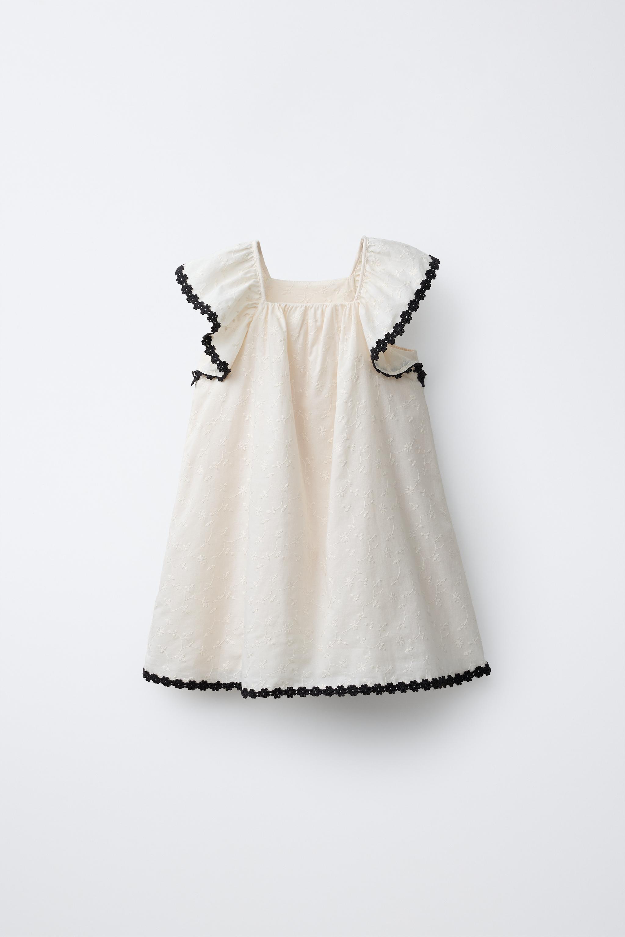 Zara - Contrast Embroidered Dress - Ecru - 1 Years (33,9 Inches) - Kids