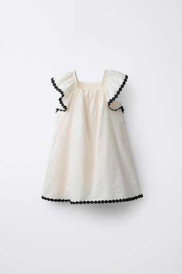 ROBE BRODERIES CONTRASTE - Écru de Zara - Image 1