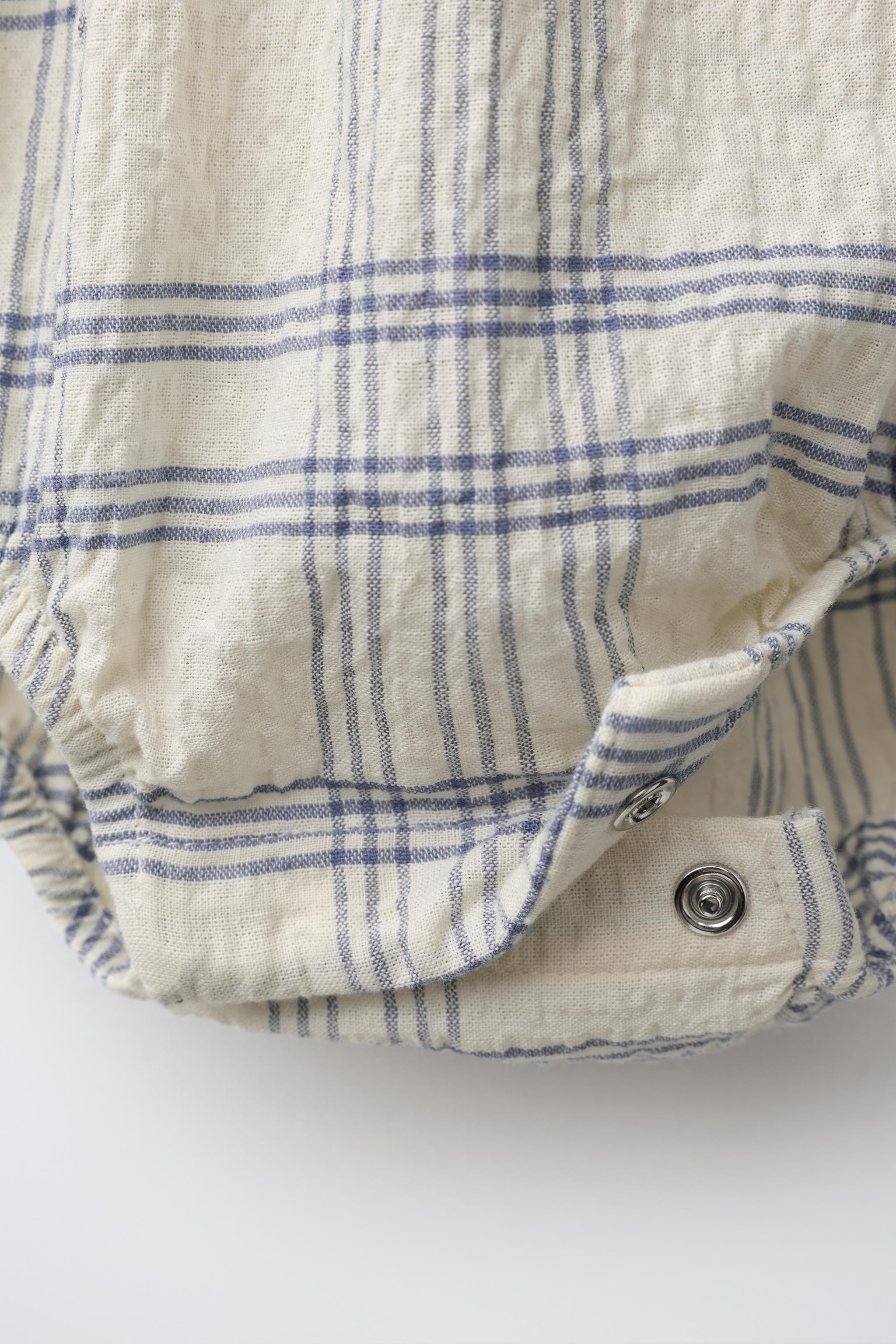 EMBROIDERED CHECKED ROMPER