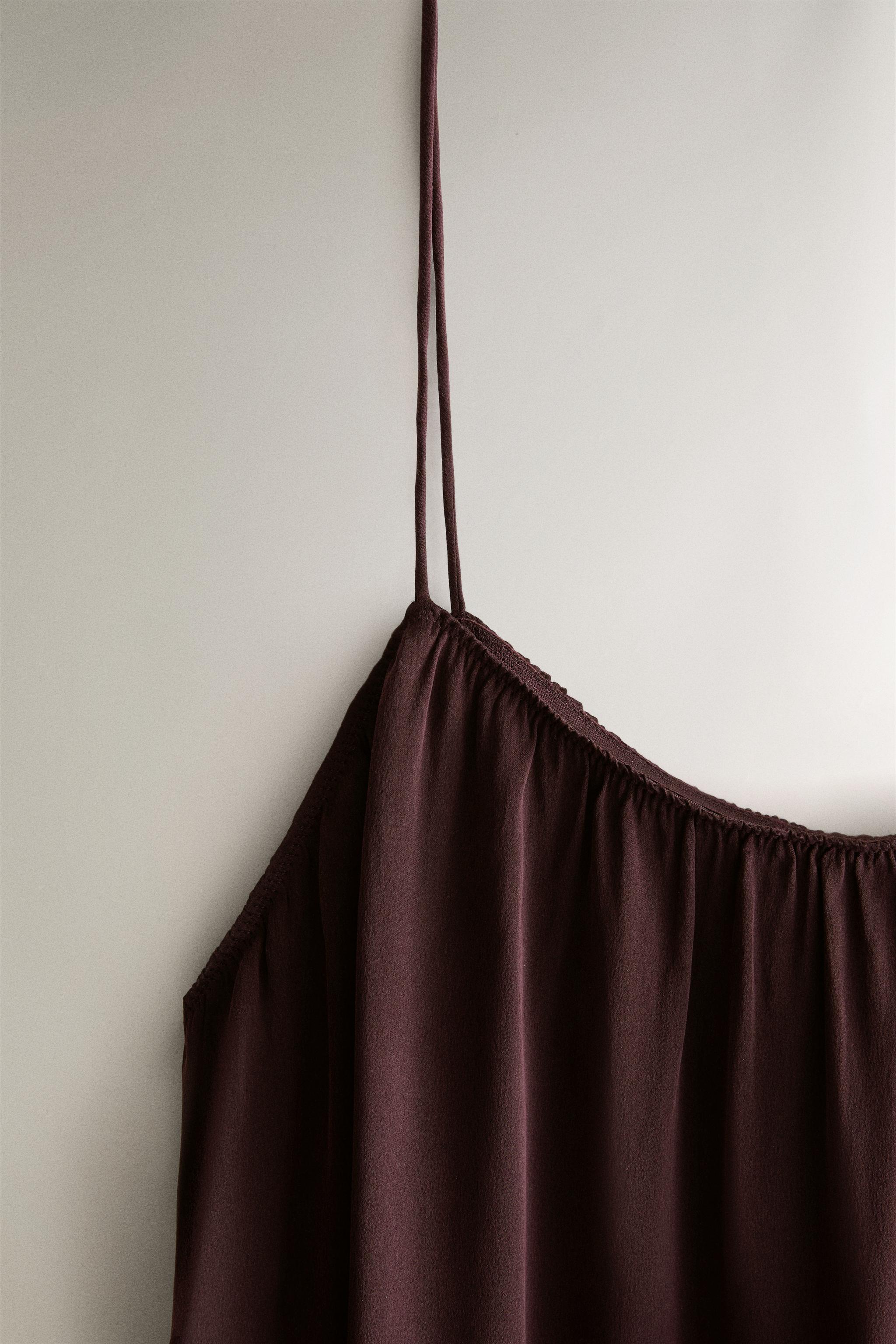 Сорочка MULBERRY, на завязках, шёлк — Zara — фото 3
