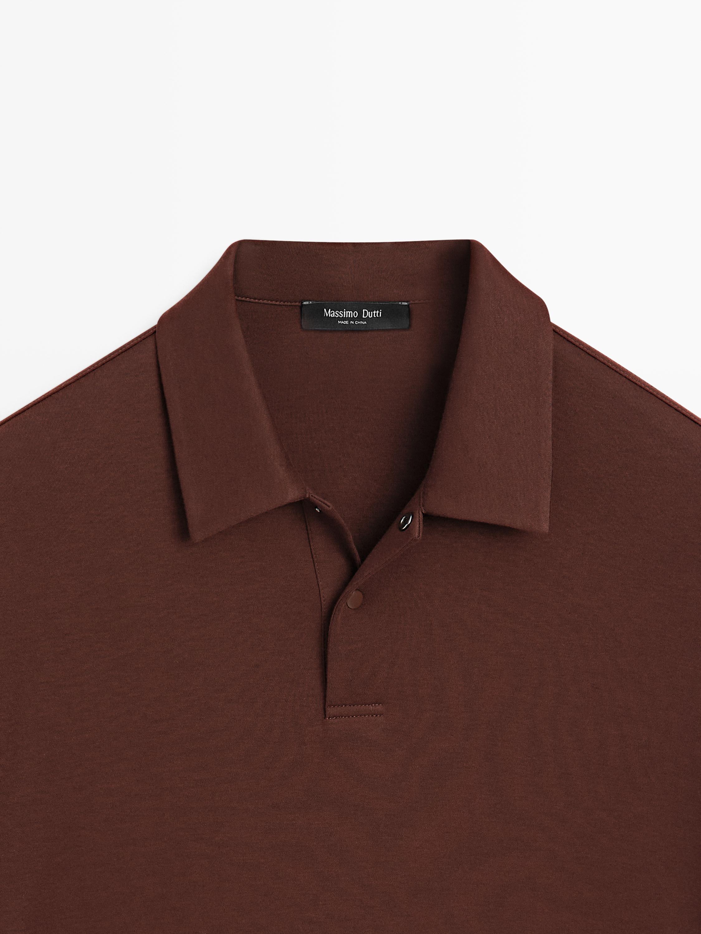 Long sleeve polo shirt with snap button