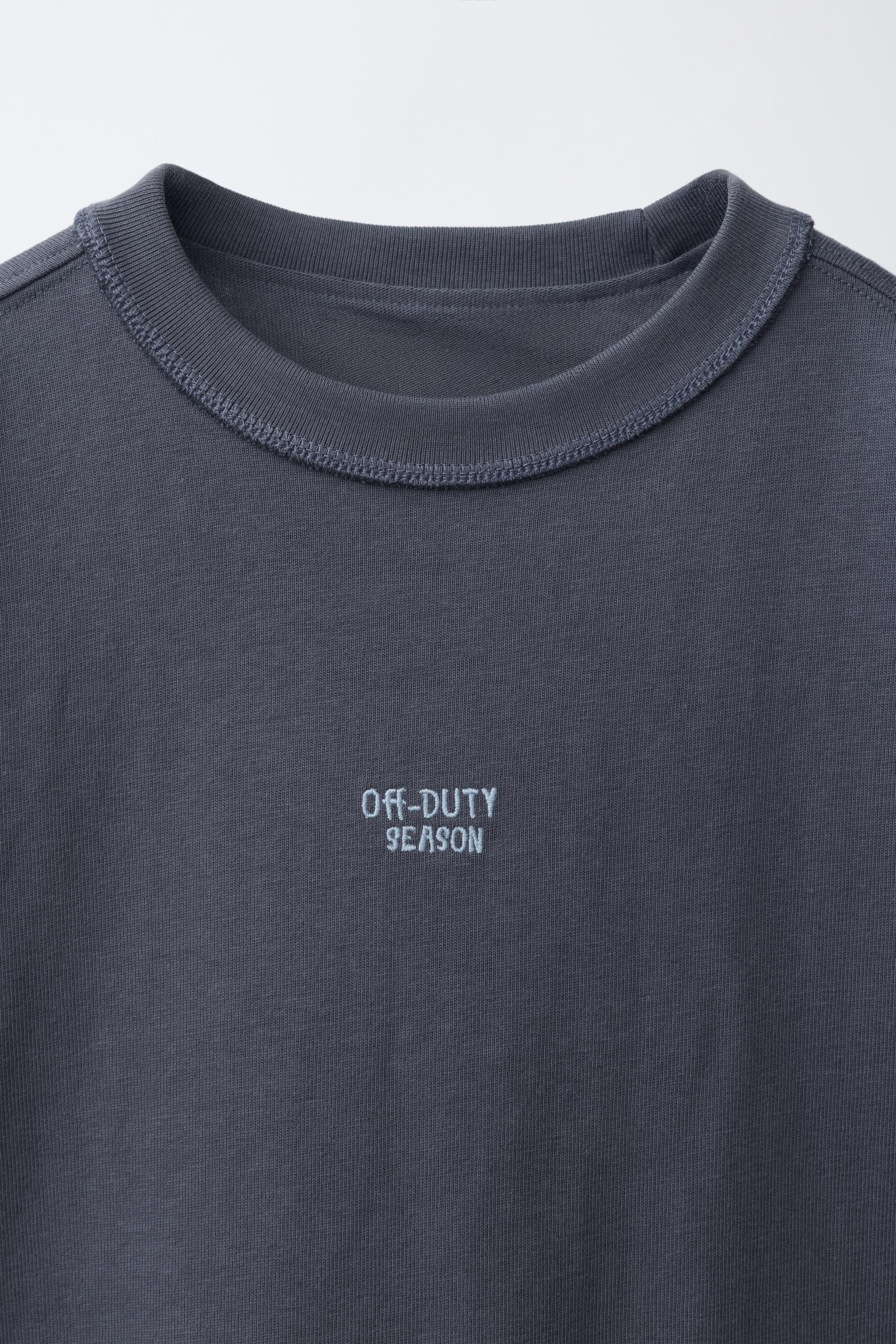 Детские футболки Zara HEAVYWEIGHT EMBROIDERED TEXT T-SHIRT — фото 3