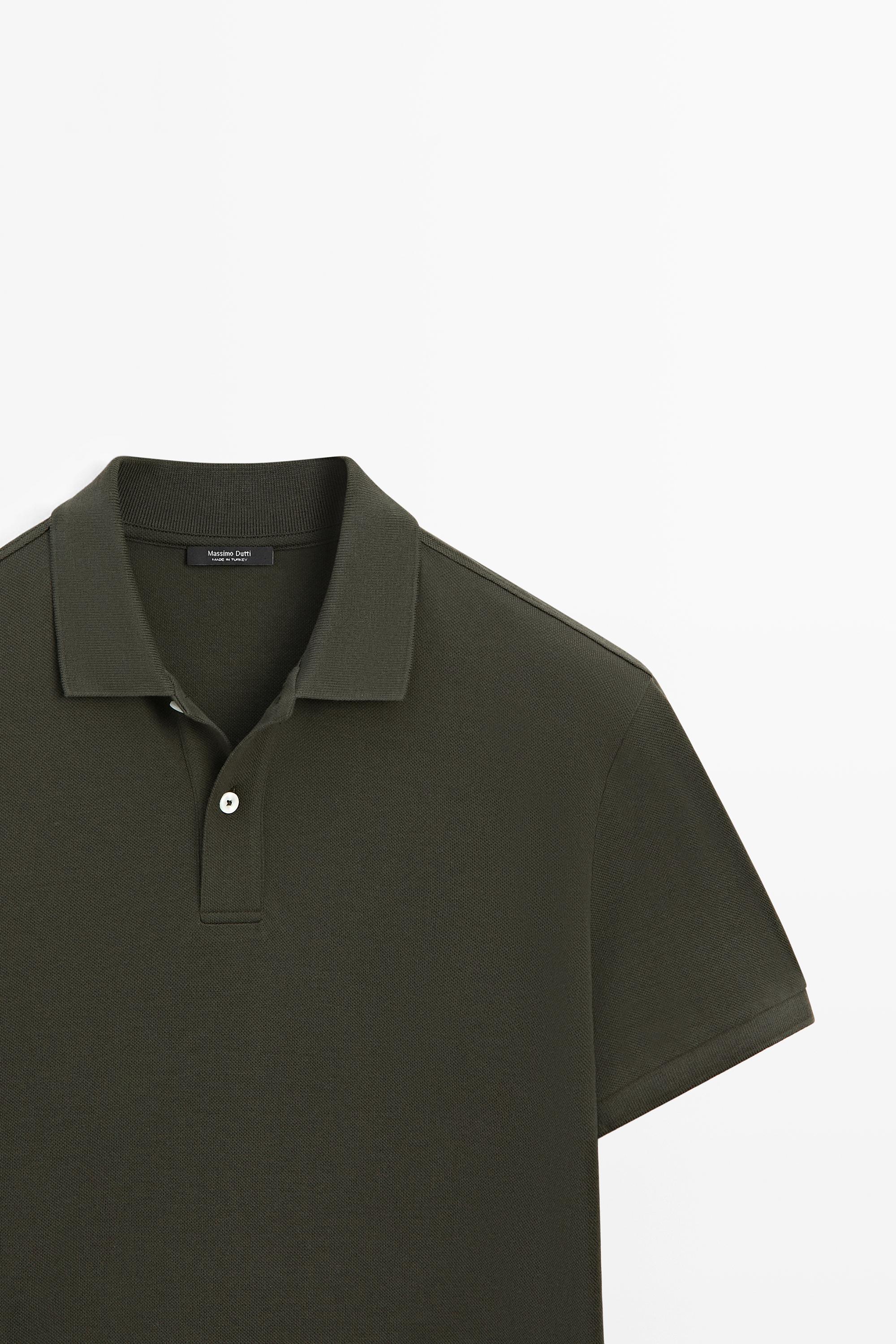 Micro-textured cotton piqué polo shirt