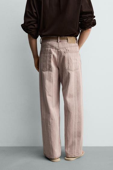 JEAN COUPE DÉCONTRACTÉE IMPRIMÉ RAYURES - Rose de Zara - Image 2