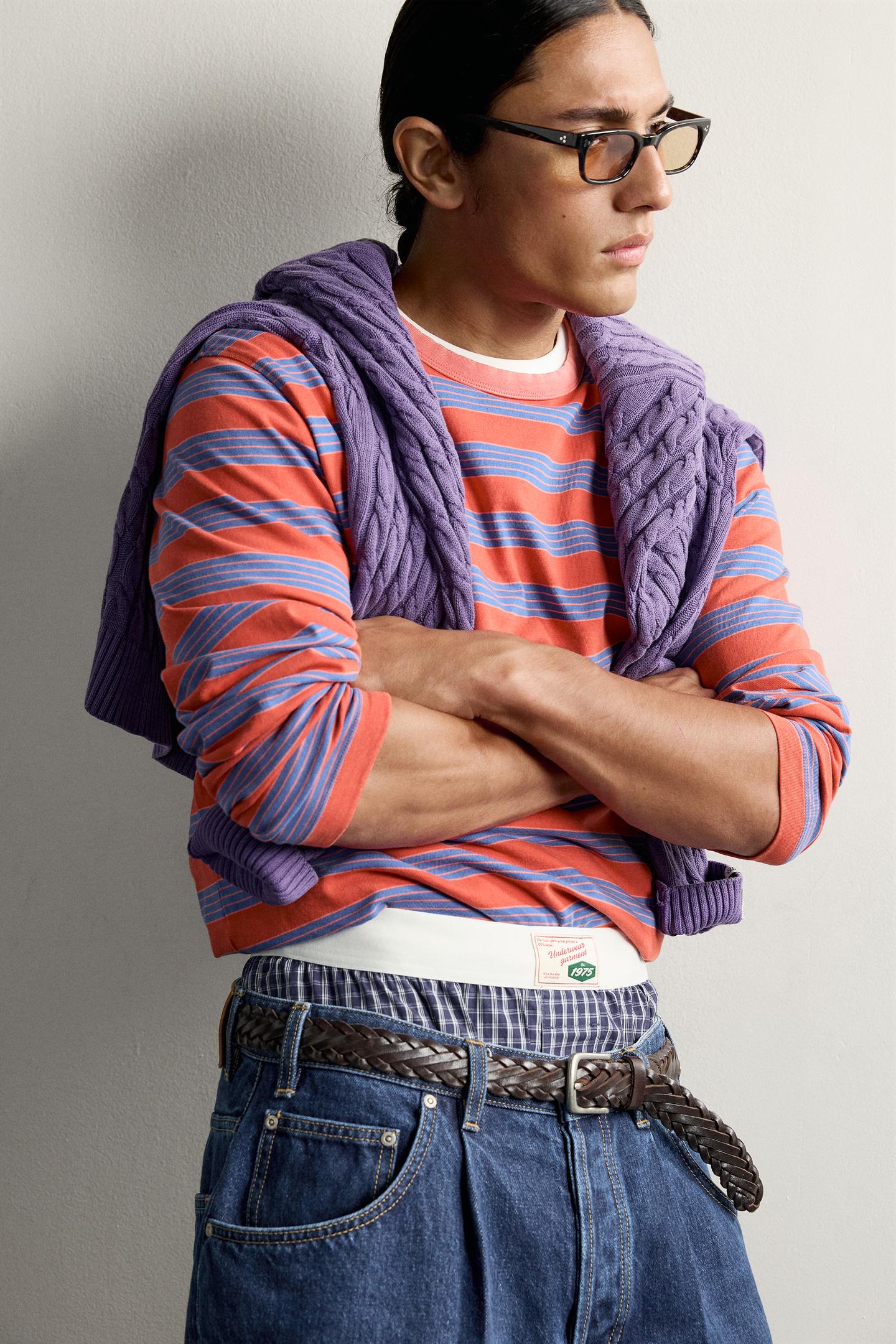 Футболка Zara Striped Long Sleeve, цвет: Красный — фото 5