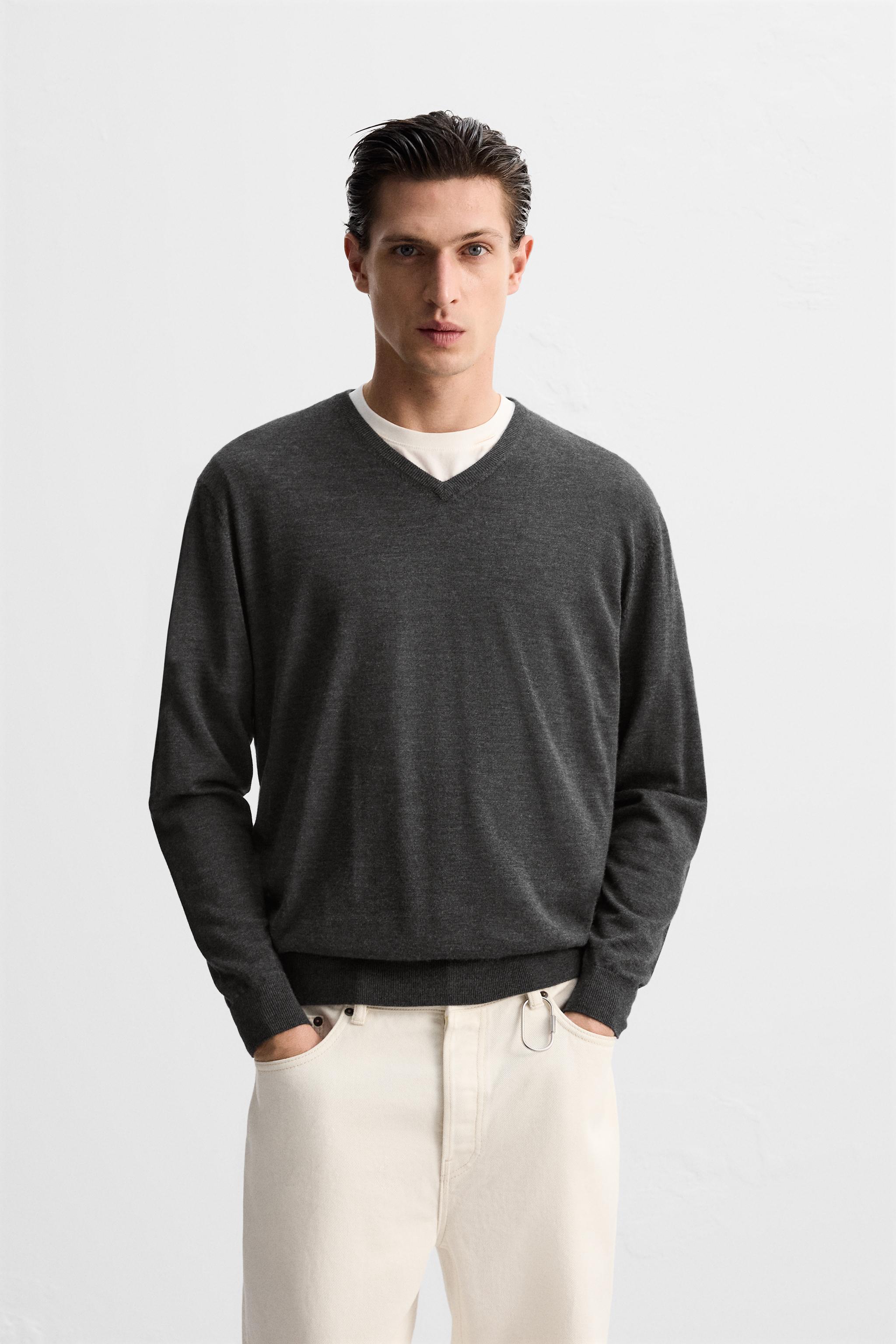 Zara man merino wool sweater v neck size offers XL