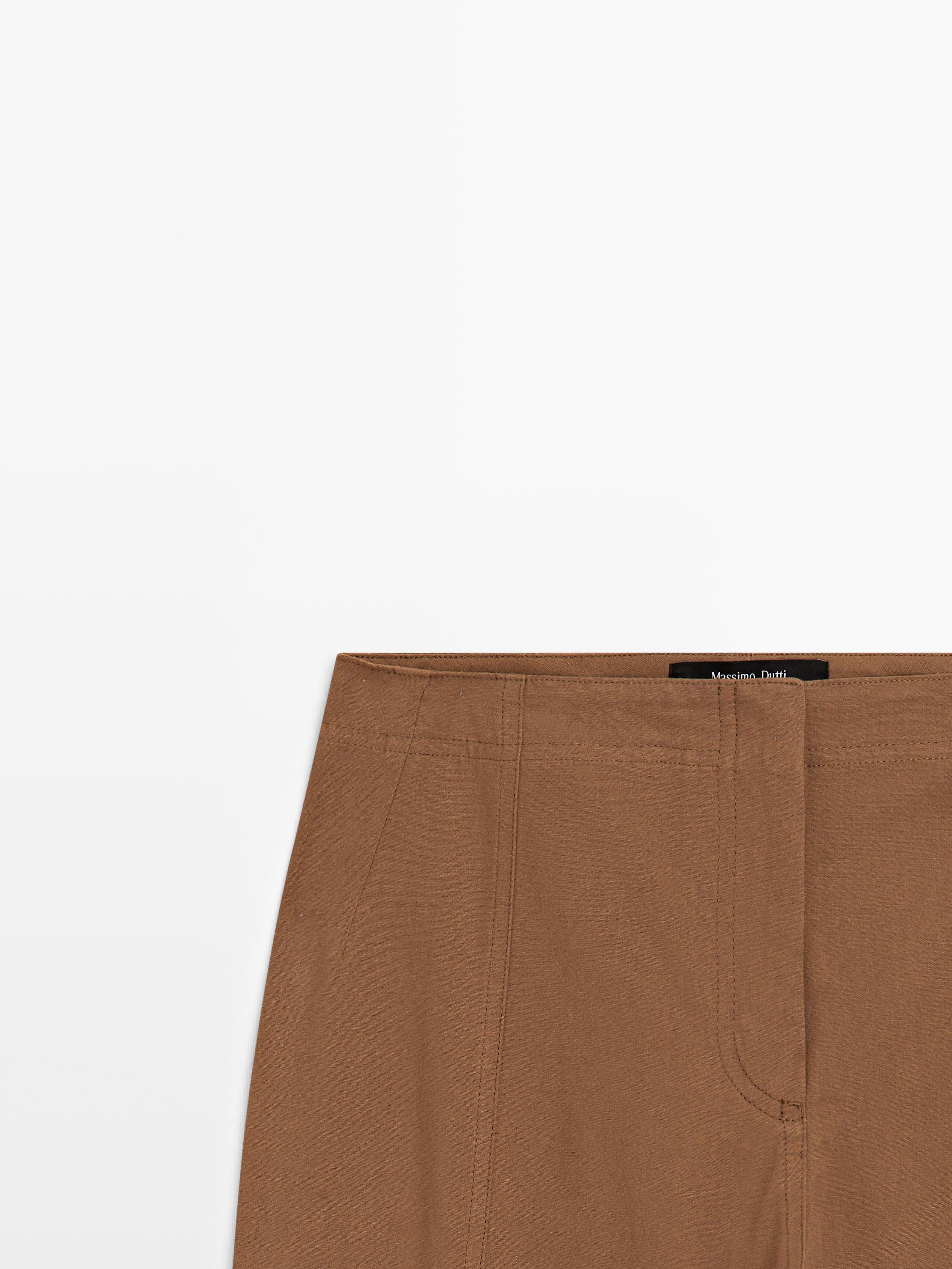 Flare fit cotton blend trousers