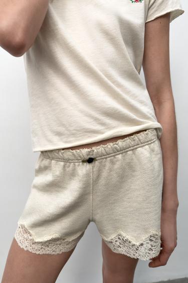 LACE COMBINED SHORTS - Grey marl by Zara