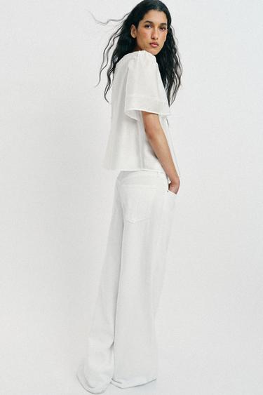 EMBROIDERED SHORT SLEEVE BLOUSE - White by Zara - Image 2