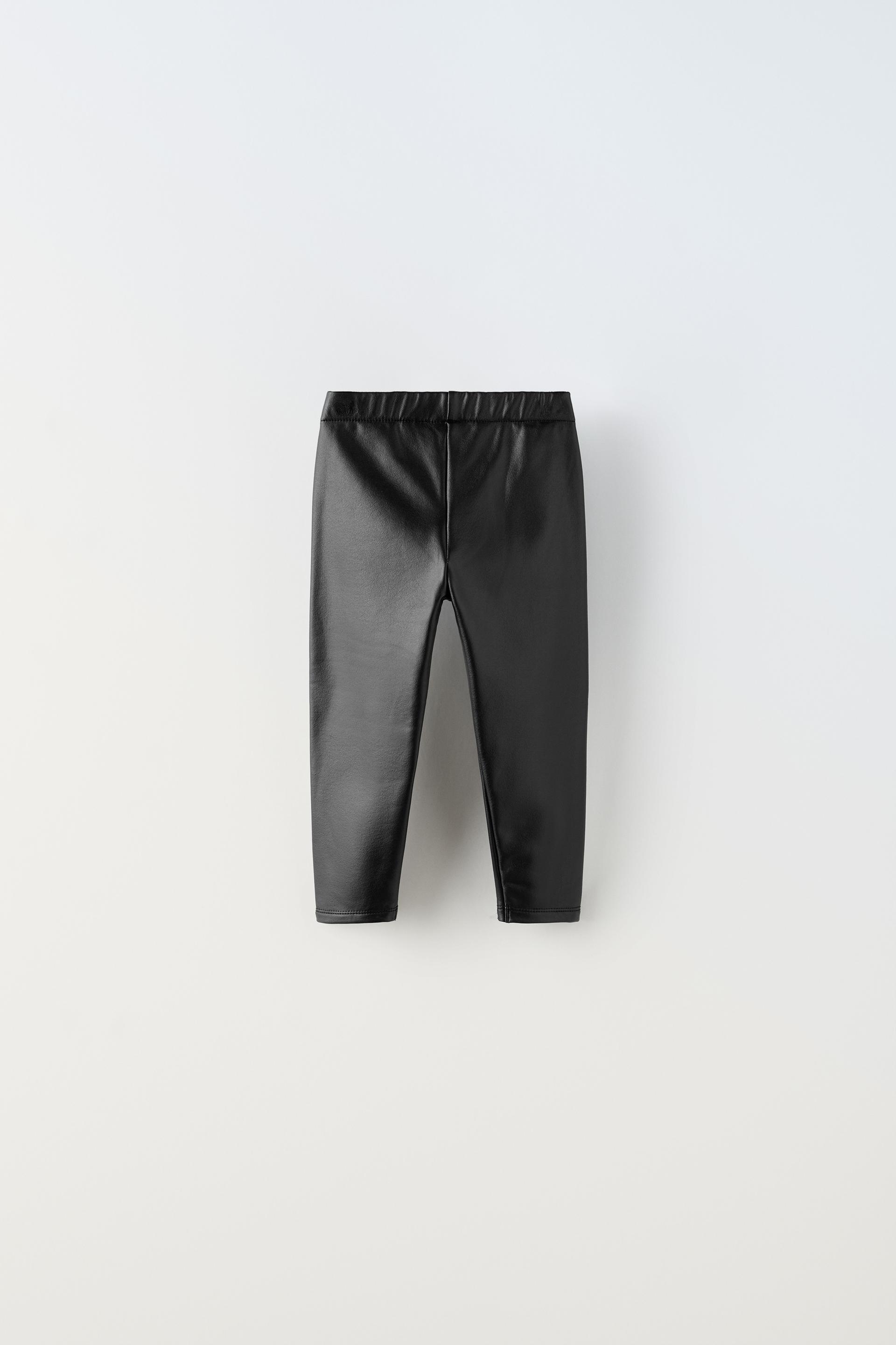 Zara Faux Leather Mini Flare Leggings Ecru 5427/233 Sz M 