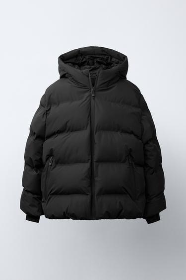 Zara WATER REPELLENT LABEL PUFFER COAT - Black