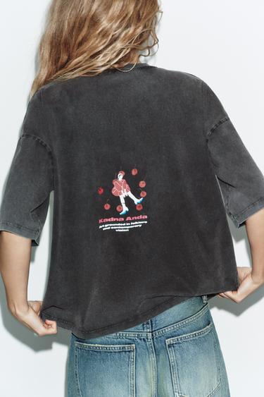 Zara KADNA ANDA WASHED EFFECT T-SHIRT - Anthracite grey