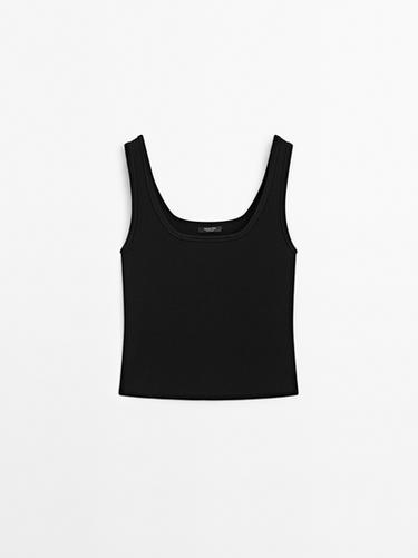 Zara Knit strappy top - Black - Image 0