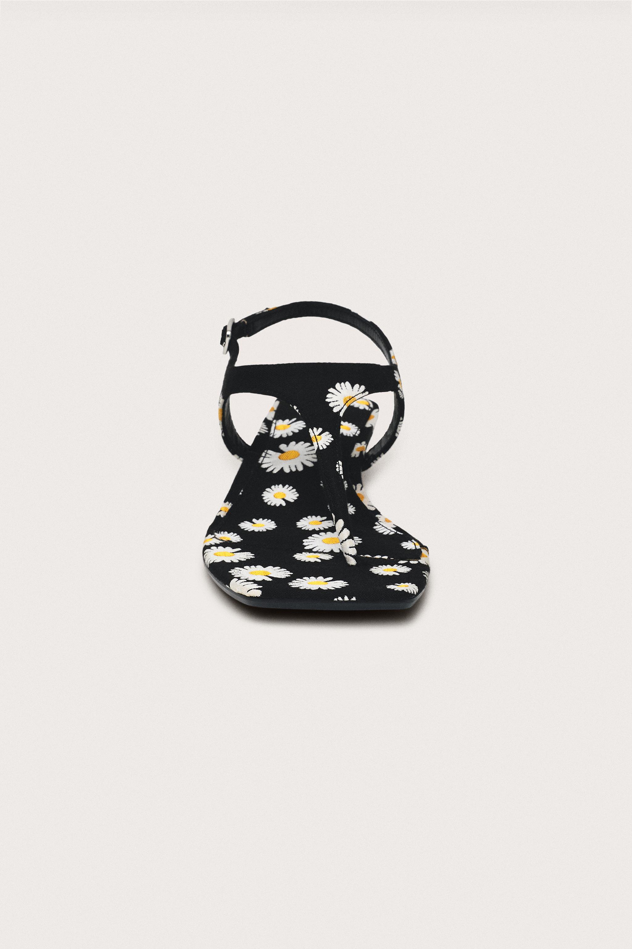 Женские сандалии Zara LIMITED EDITION PRINTED KITTEN HEEL SANDALS — фото 5