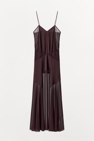 ROBE LONGUE COMBINÉE - Grenat de Zara - Image 3