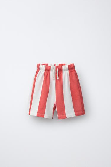 STRIPED BERMUDA SHORTS - Red by Zara