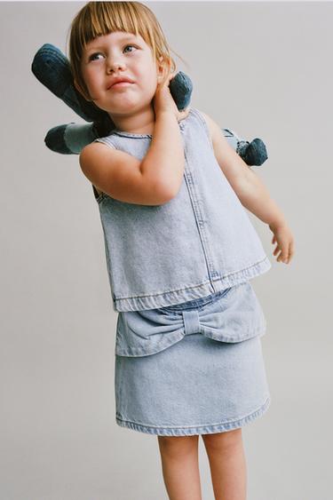 TOTAL DENIM LOOK TOP AND TIE SKIRT -  by Zara