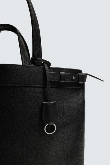 LEATHER TOTE BAG - Black by Zara - Image 5