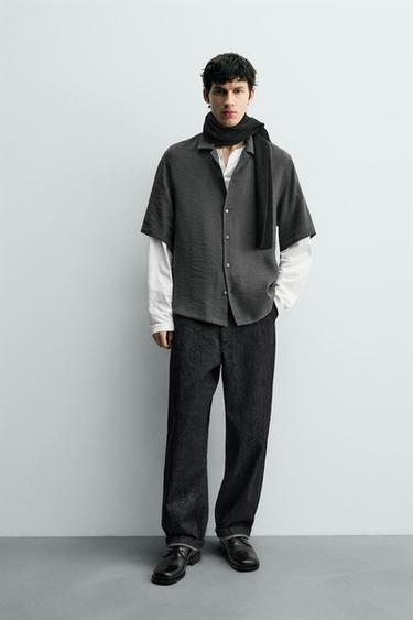 Zara 飄逸紋理襯衫 - 灰色