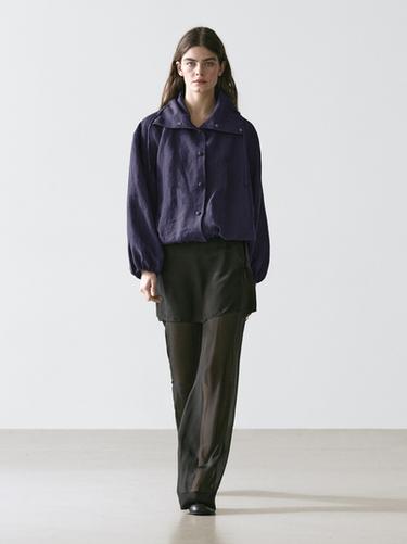 Chaqueta bómber detalle cuello 100% lino - Índigo de Zara - Imagen 0