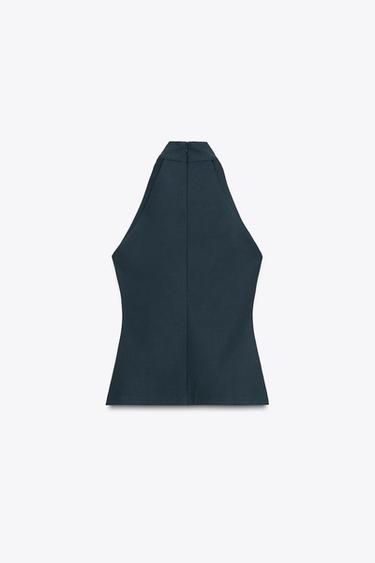 HALTER CREPE TOP - Petrol blue by Zara - Image 5